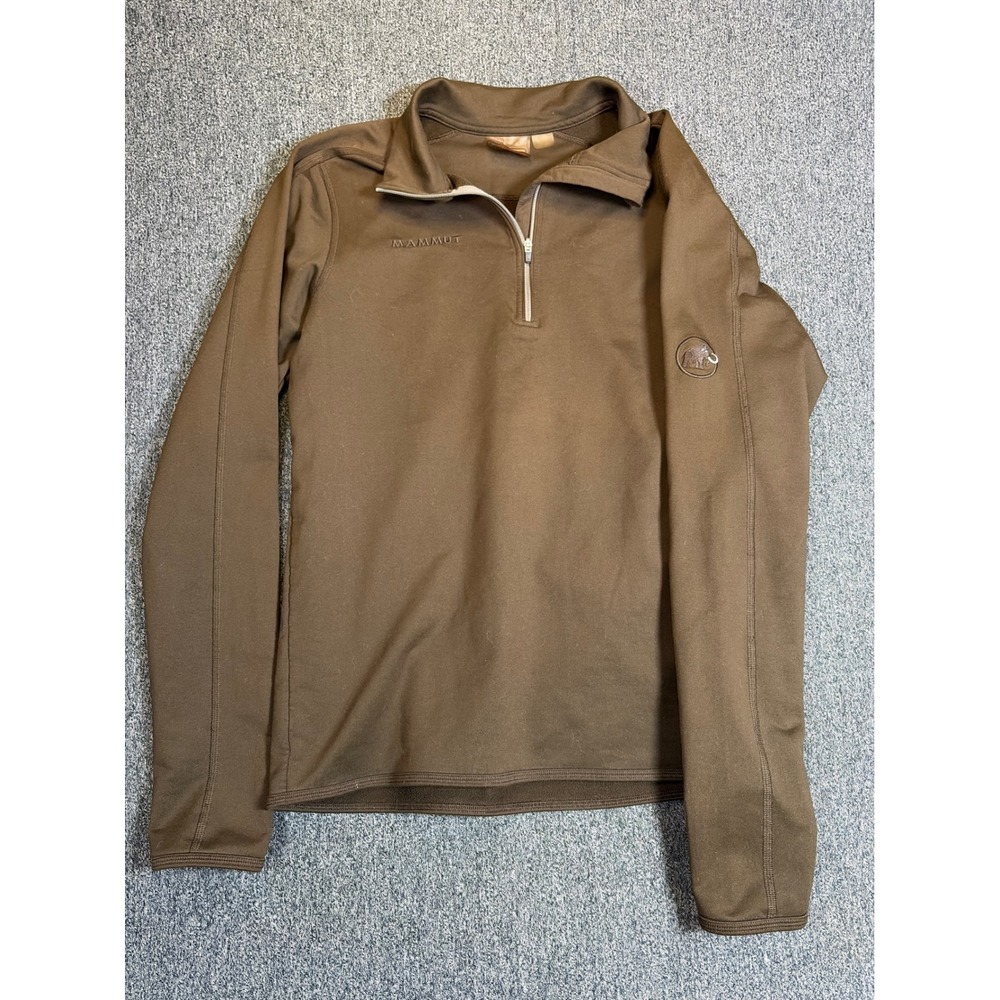 Mammut Mens Small Brown Quarter Zip Fleece Pullover Hiking Outdoor Mid Layer